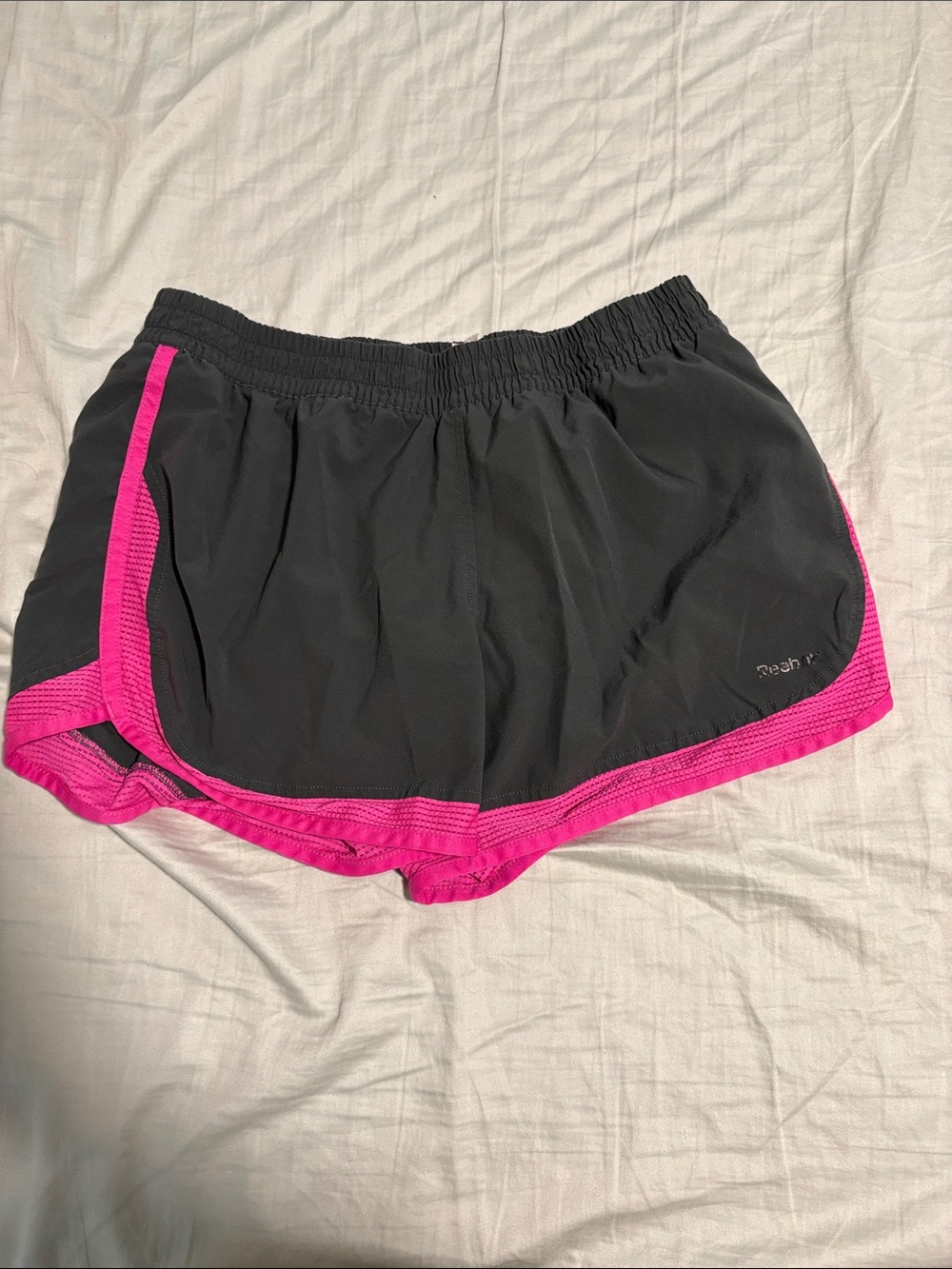 Reebok Black Athletic Shorts with Hot Pink Trim